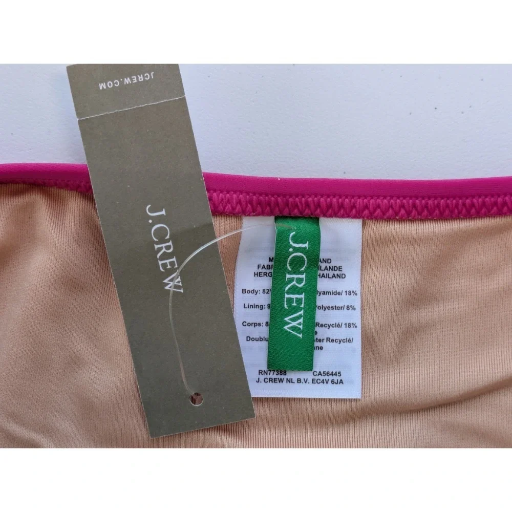 J.Crew 1989 High Leg Bikini Bottom Hot Pink Swim Beach Size M NWT BP209‎